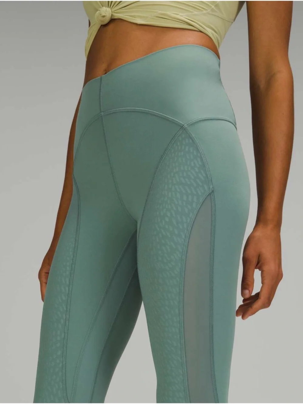 Lululemon Nulu Mesh Mid-Rise Yoga Crop 23” Tidewater Teal Size 8